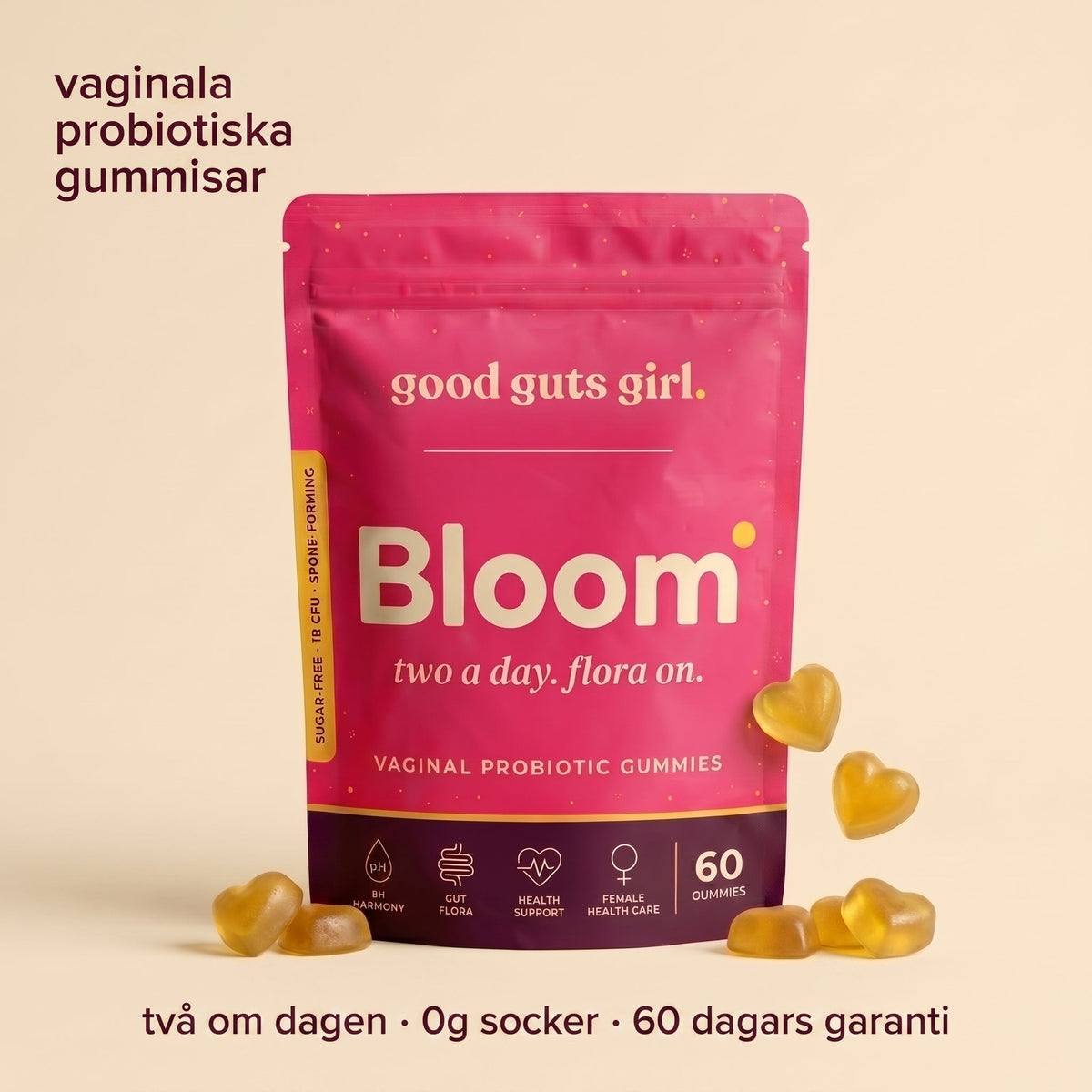 bloom — probiotiska gummies för underlivet, påse med gummies