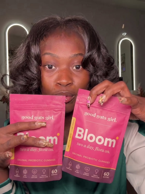 en good guts girl-kund med sin bloom-påse