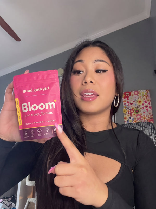 en good guts girl-kund med sin bloom-påse