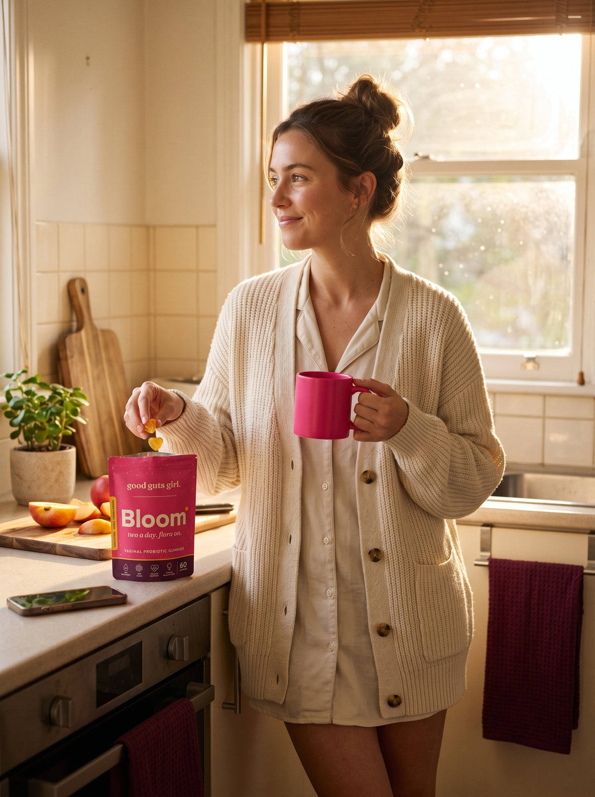 den fyrtionde morgonen — gummies till kaffet, mobilen nedåtvänd, tankarna redan på dagen